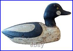 Antique GOLDENEYE Maine Duck Decoy Drake 14 Glass Eyes Old Neck Repair