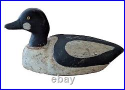 Antique GOLDENEYE Maine Duck Decoy Drake 14 Glass Eyes Old Neck Repair