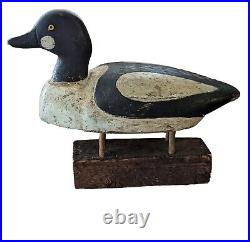 Antique GOLDENEYE Maine Duck Decoy Drake 14 Glass Eyes Old Neck Repair