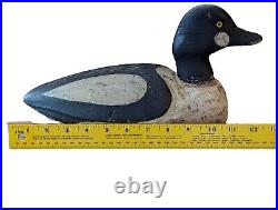 Antique GOLDENEYE Maine Duck Decoy Drake 14 Glass Eyes Old Neck Repair