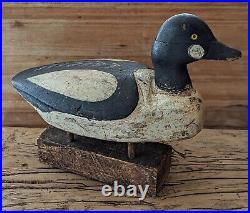 Antique GOLDENEYE Maine Duck Decoy Drake 14 Glass Eyes Old Neck Repair