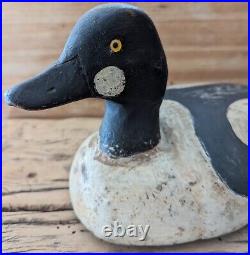 Antique GOLDENEYE Maine Duck Decoy Drake 14 Glass Eyes Old Neck Repair