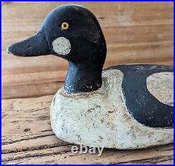 Antique GOLDENEYE Maine Duck Decoy Drake 14 Glass Eyes Old Neck Repair