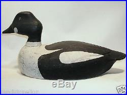 Antique Golden Eye Wooden Duck Decoy Carved Tail Feathers