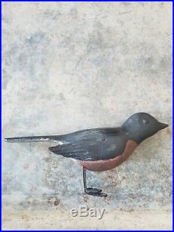 Antique Gus Wilson Carved Robin Decoy 1930 Authentic Maine
