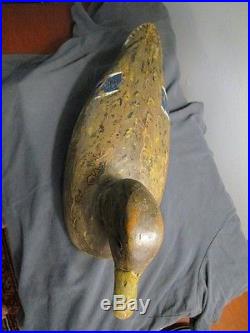 Antique Hand Carved Original Paint Folk Art Duck Decoy Hinged Iron Anchor c1900