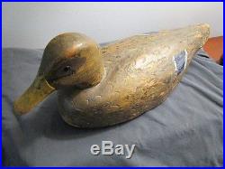 Antique Hand Carved Original Paint Folk Art Duck Decoy Hinged Iron Anchor c1900