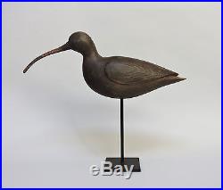 Antique Hand-Carved Wooden Sandpiper Decoy on Stand