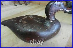 Antique Hunting Mallard Duck Decoy Vintage Wooden with Glass Eye Swiveling Head