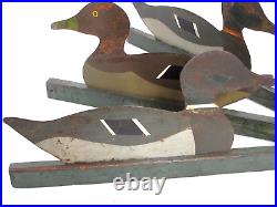 Antique J. W. Reynolds Metal Triple Trifold Folding Wood Mallard Duck Decoys