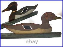 Antique J. W. Reynolds Metal Triple Trifold Folding Wood Mallard Duck Decoys