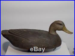 Antique Large Hand Carved Blackduck wooden Duck Decoy