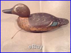 Antique MASON BLUEWING Glass Eye Weighted Painted Duck Decoy