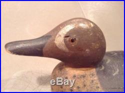Antique MASON BLUEWING Glass Eye Weighted Painted Duck Decoy