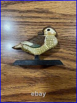 Antique Miniature Wood Carved Folk Art Duck Decoy Statue Unknown Artist #2