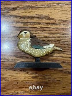 Antique Miniature Wood Carved Folk Art Duck Decoy Statue Unknown Artist #2