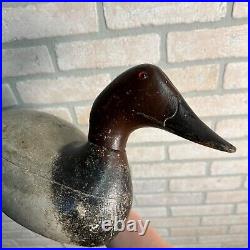 Antique Original Paint Evans Wooden Duck Decoy Mammoth Canvasback Drake