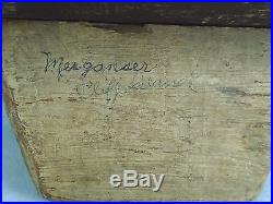 Antique PRIMITIVE Painted Hand Carved Wood DUCK (Merganser) DECOY 16 Signed