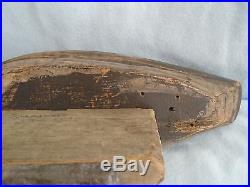 Antique PRIMITIVE Painted Hand Carved Wood DUCK (Merganser) DECOY 16 Signed