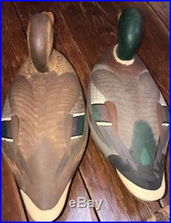 Antique Pair Mallard Duck Decoy By R. Madison Mitchell 1956