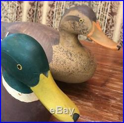 Antique Pair Mallard Duck Decoy By R. Madison Mitchell 1956