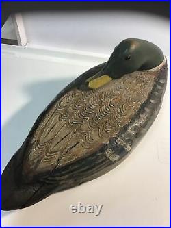 Antique Primitive Mallard Duck Decoy Original Paint Glass Eyes