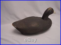 Antique Primitive Working Black Duck Decoy w Old Paint and Glass Eyes