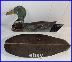 Antique Primitive Working Tin Silhouette Painted Mallard Duck Silhouette Decoy