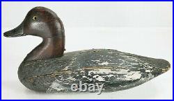 Antique Solid Body Wood Hand Carved Duck Decoy Glass Eyes