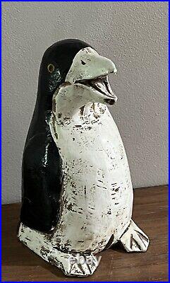 Antique Solid Carved Wood Folk Art Penguin Decoy Rare 9
