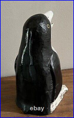 Antique Solid Carved Wood Folk Art Penguin Decoy Rare 9