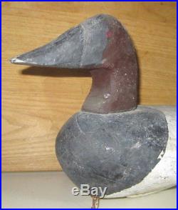 Antique Susquehanna Flats Canvasback Drake Duck Decoy-original Paint & Weight