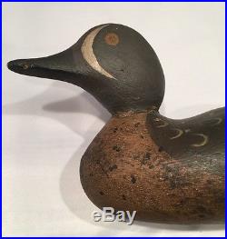 Antique Turned Head Painted Eye Green Wing Teal Wood Duck Decoy Mason Factory