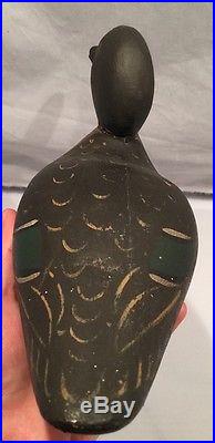 Antique Turned Head Painted Eye Green Wing Teal Wood Duck Decoy Mason Factory
