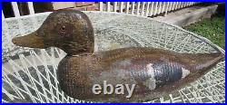 Antique Vintage American Carved Wood Duck Decoy With Glass Eyes