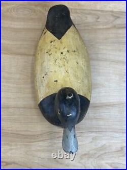 Antique Vintage Bluebill Drake Scaup Wood Duck Decoy Glass Eyes Handmade Painted
