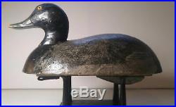 Antique Vintage Bluebill Duck Decoy, Michigan Area, Marked One Arm Kelly