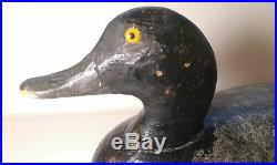 Antique Vintage Bluebill Duck Decoy, Michigan Area, Marked One Arm Kelly