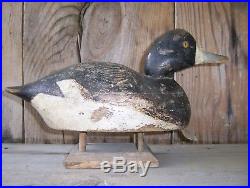 Antique-Vintage-Factory-Mason-Old-Bluebill-Wooden Duck Decoy