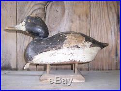 Antique-Vintage-Factory-Mason-Old-Bluebill-Wooden Duck Decoy