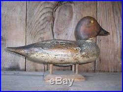 Antique-Vintage-Factory-Mason-Old-Redhead-George Bacon-Wooden Duck Decoy