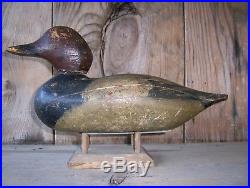 Antique-Vintage-Factory-Mason-Old-Redhead-Wooden Duck Decoy