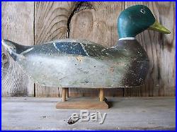 Antique-Vintage-Factory-Pratt-Old-Folk Art-Mallard-Wooden Duck Decoy