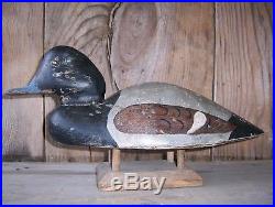 Antique-Vintage-Factory-Stevens-Old Bluebill-Wooden Duck Decoy