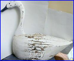 Antique Vintage Folk Art Primitive Rustic Wood White Snow Goose Swan Decoy F&S