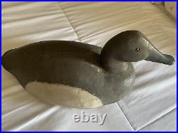 Antique Vintage Painted Solid Wooden Duck Hunting Decoy Made In Utica, I'll