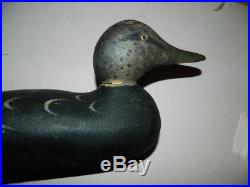 Antique Vintage Wooden Mason Black Duck Decoy Super Original Paint
