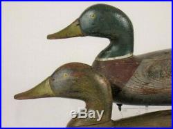 Antique Wood Duck Decoy Bob Mcgaw Mallard Pair Maryland Goose Shorebird
