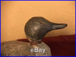 Antique Wooden Decoy Duck Hand Carved Red Wood Made by Toule Lake 1920-1922 #2