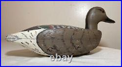 Antique hand carved wood Folk Art hollow body drake duck decoy bird sculpture